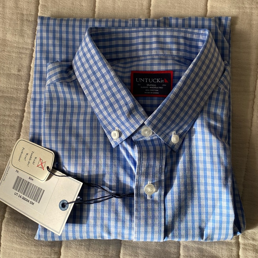 UNTUCKit Blue Check Button Down Shirt